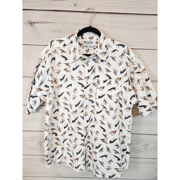 Columbia Men's Multicolor Cotton Fishing Short Sleeve Button Down Shirt Size M - Picture 1 of 6